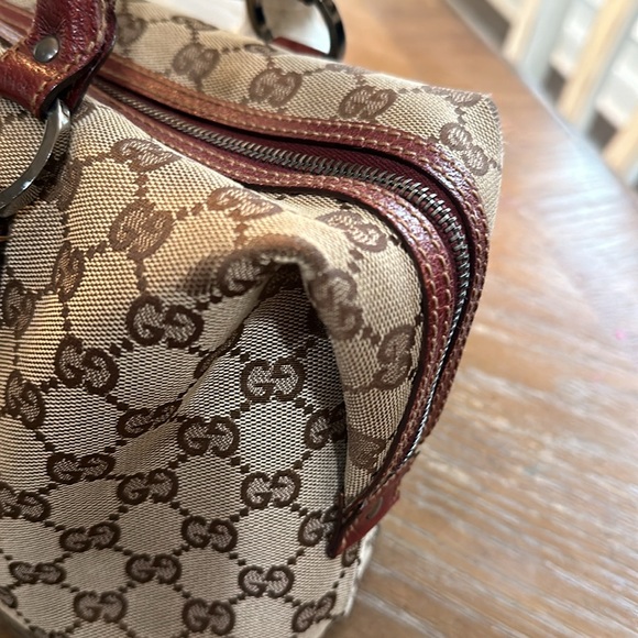 Gucci GG brown and burgundy Boston bag - Picture 5 of 15